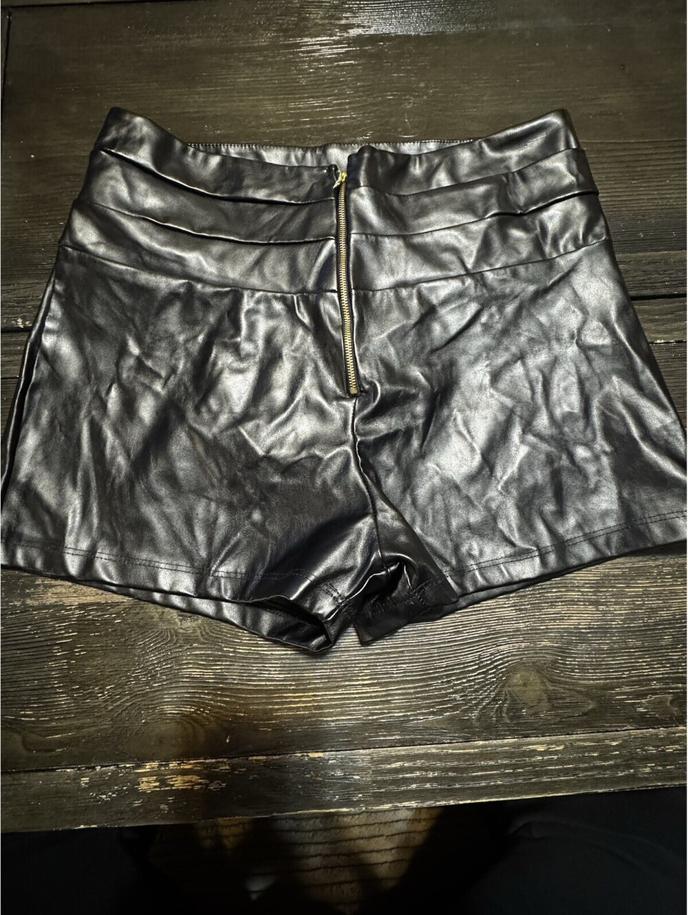 Fashion Nova Faux Leather High Rise Shorts Womens XL Black Back Zip NWT Vegan